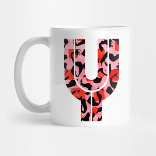 Letter Y Watercolour Leopard Print Alphabet Red Mug